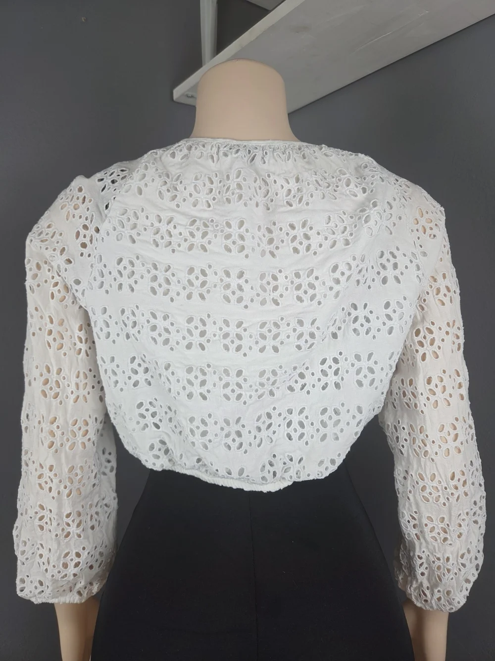 Women’s White Eyelet Button-Front Blouse